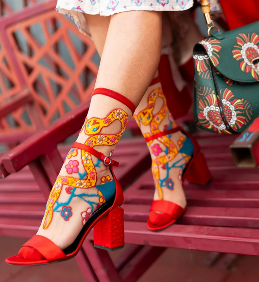 Year of the Snake Sheer Crew Socks