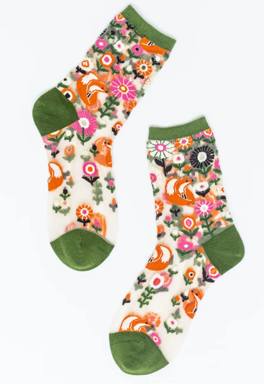 Feeling Foxy Sheer Crew Socks
