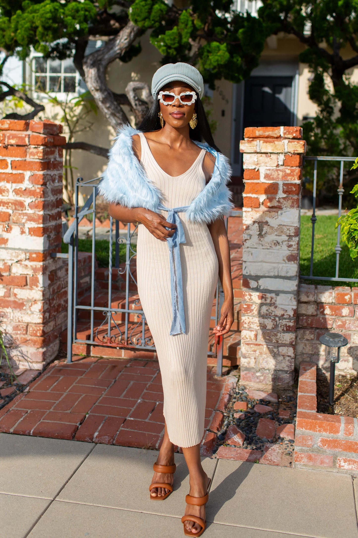 Ice Faux Fur Velvet Knot Stole by JGrace