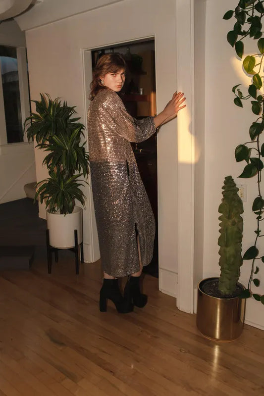 Moonstone Noir Sequin Cocoon Jacket by JGrace