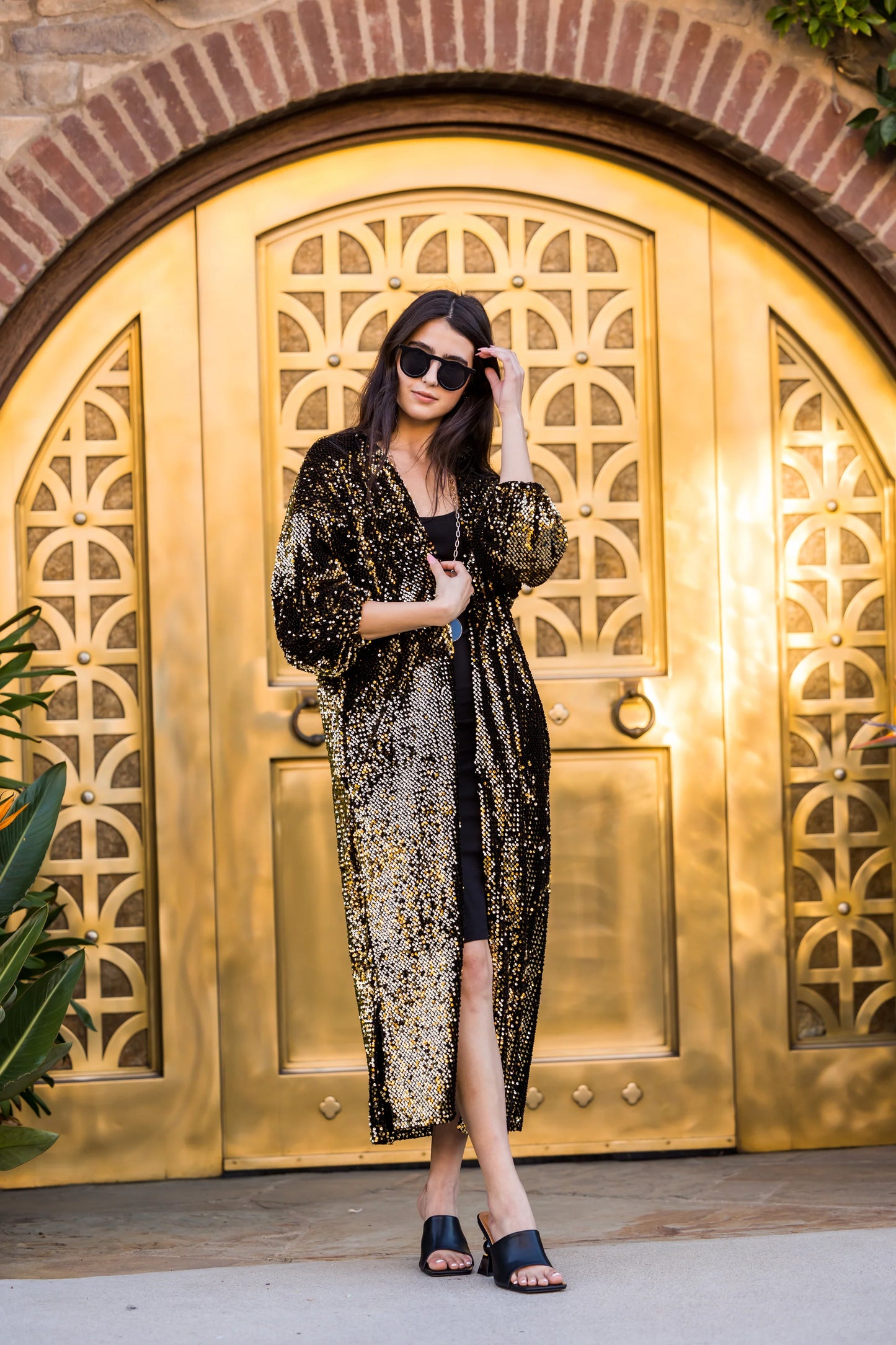 Gold Sequin Cocoon Jacket by Jennafer Grace