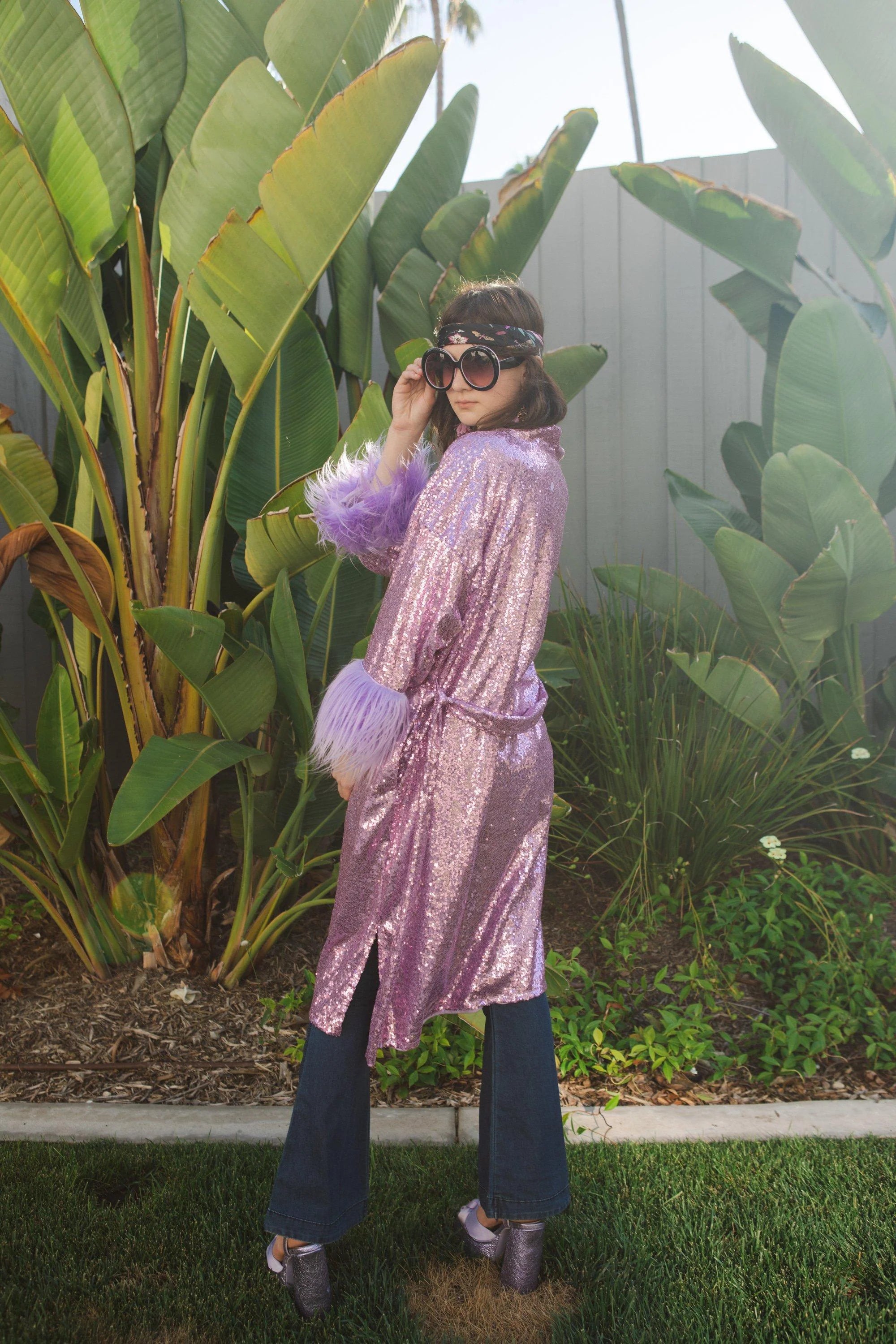 Lilac Sequin Faux Fur Koi Kimono by Jennafer Grace – Chateau Bel