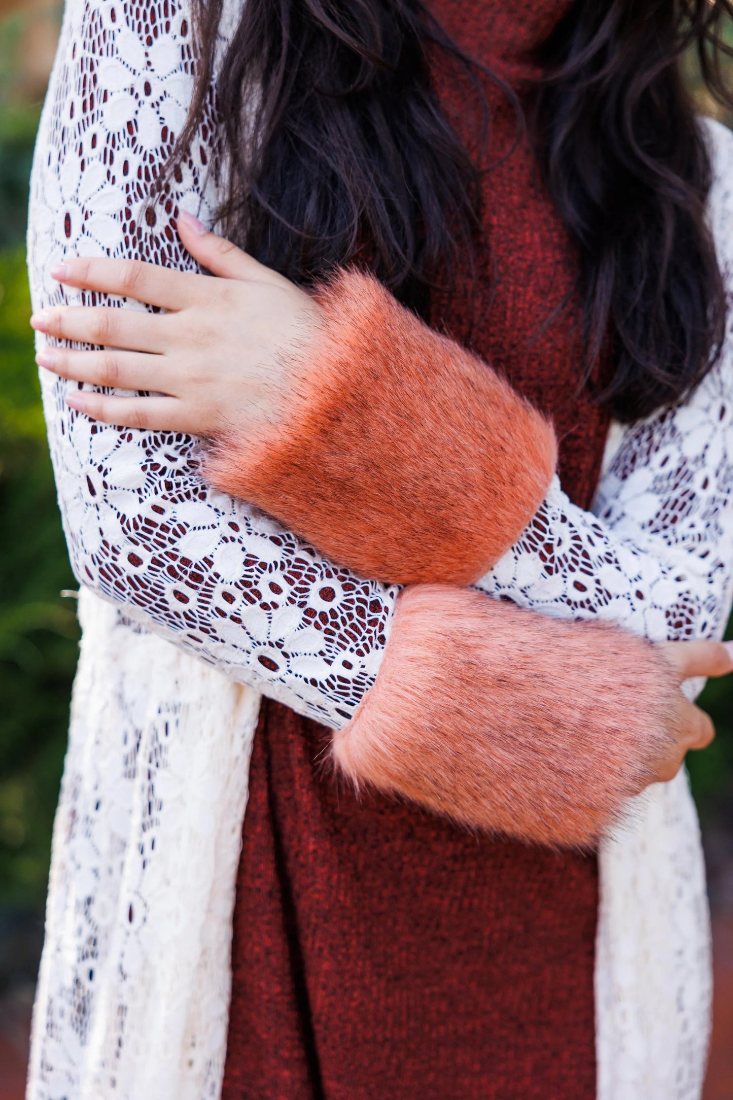 Daisy Chain Faux Fur Lace Duster