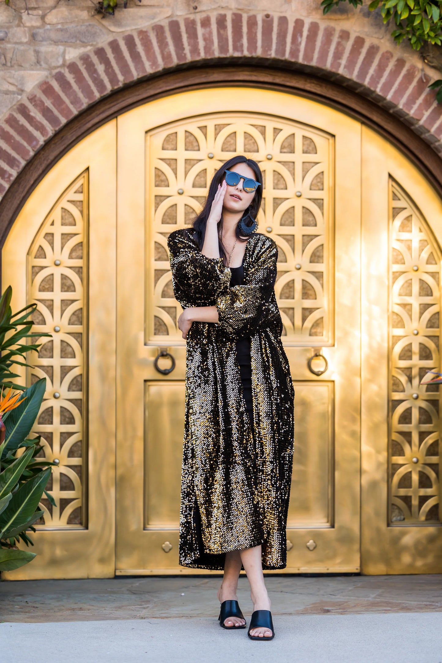 Gold Sequin Cocoon Jacket by Jennafer Grace