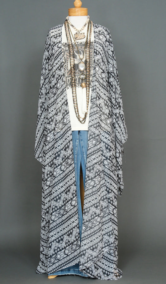 My Tribe in Black & White Kimono by Jennafer Grace