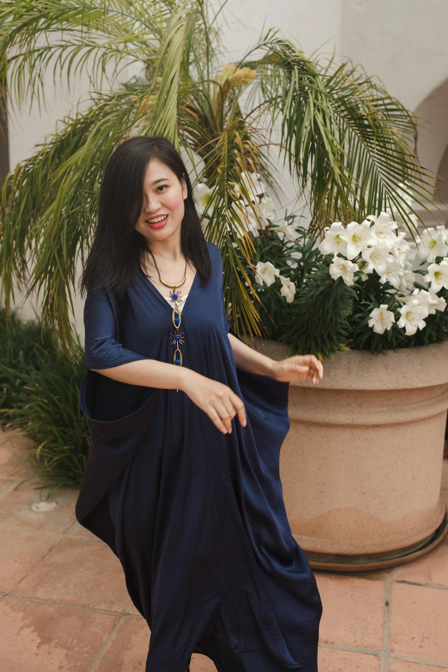 Midnight Peachskin Caftan by Jennafer Grace