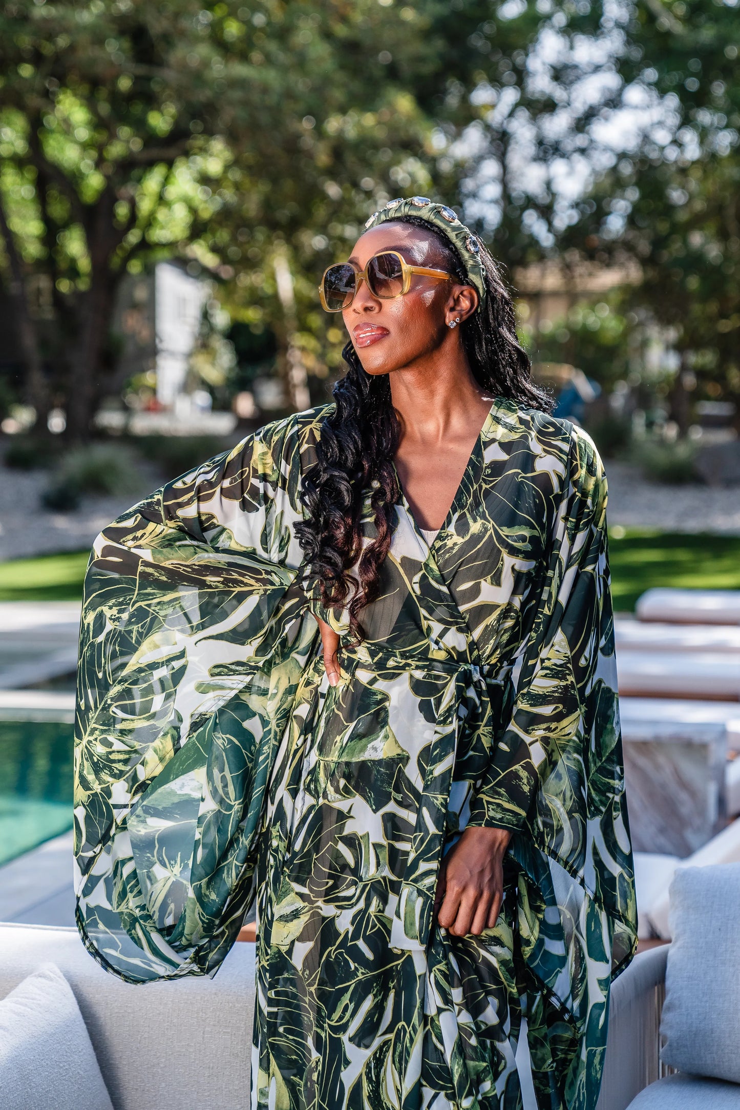 Mallorca Palms Blanc Kimono by Jennafer Grace