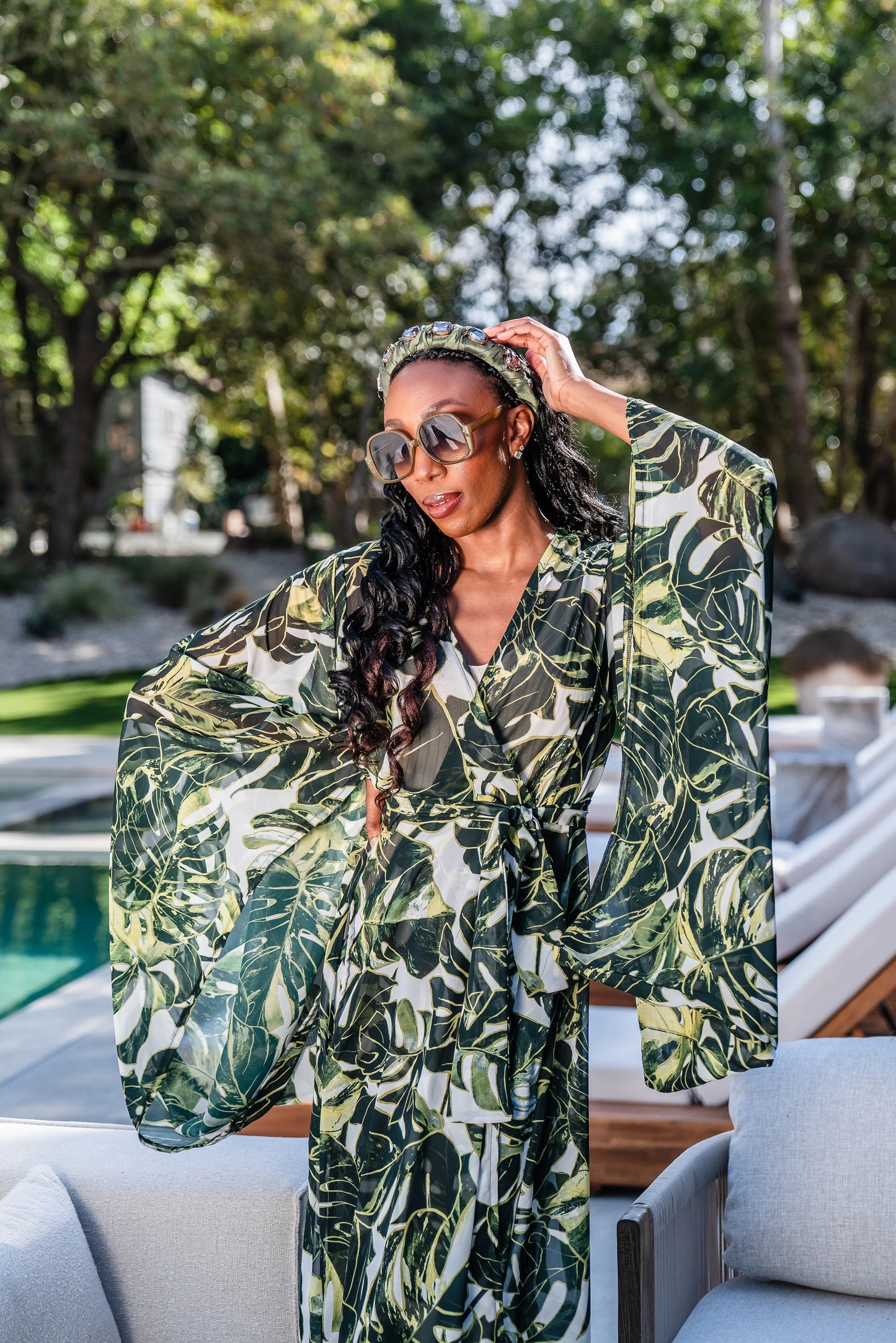 Mallorca Palms Blanc Kimono by Jennafer Grace