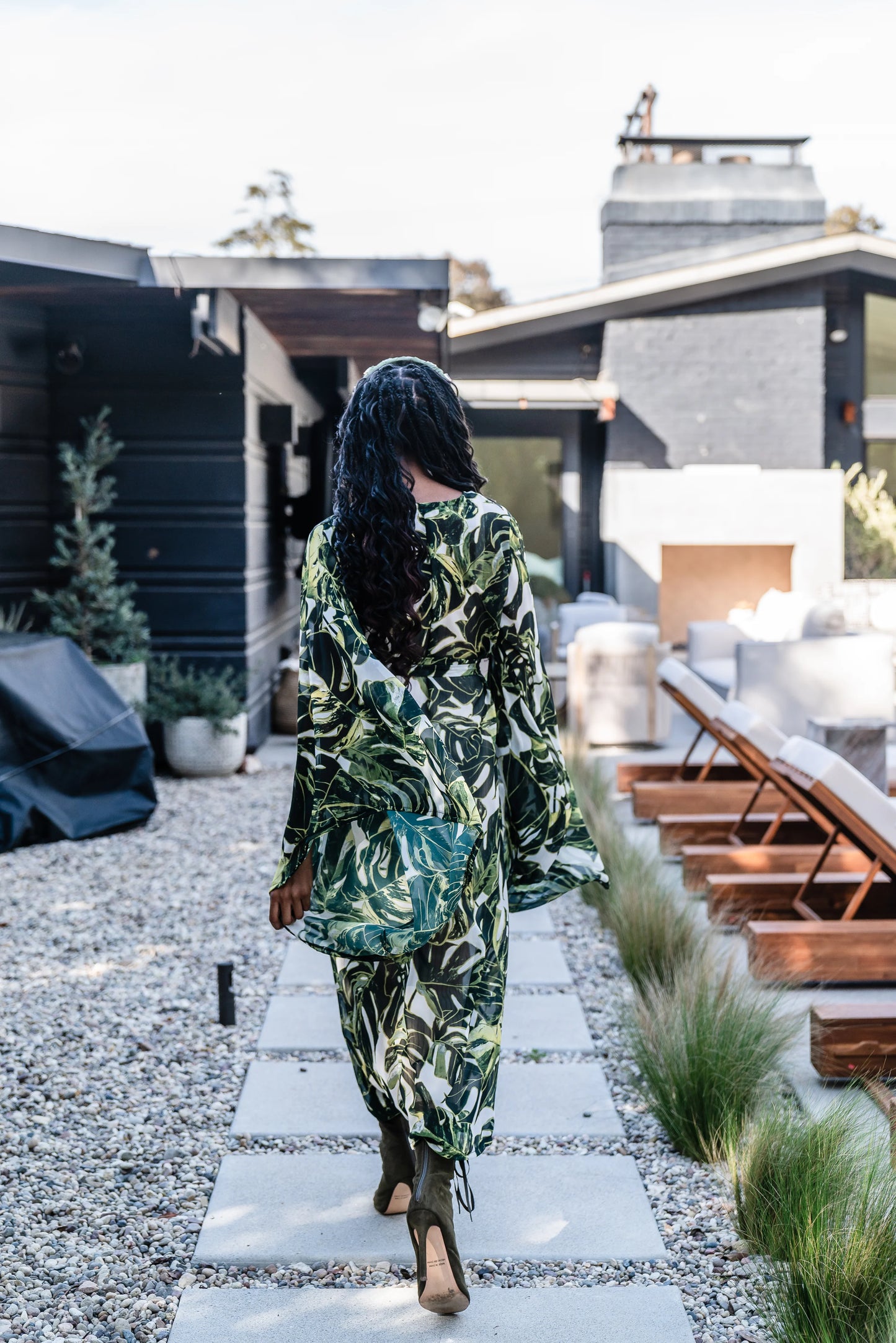 Mallorca Palms Blanc Kimono by Jennafer Grace