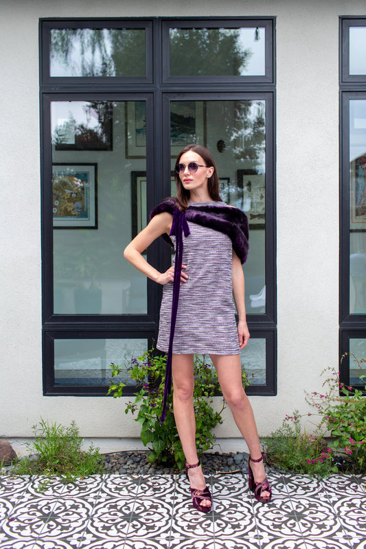 Plum Faux Fur Velvet Knot Stole by JGrace