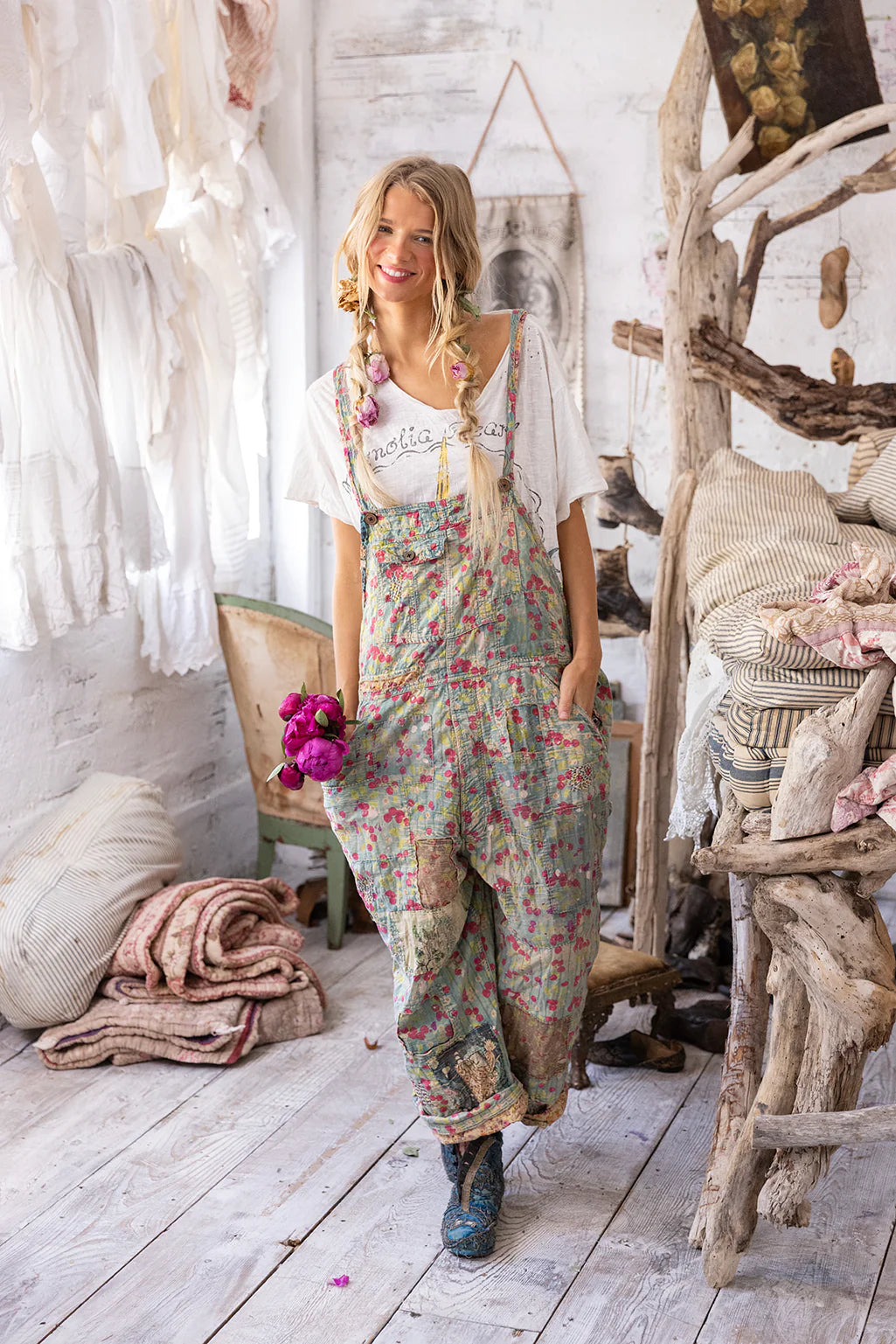 Quilted Love Overalls 138 in Cherry Blossom by Magnolia Pearl