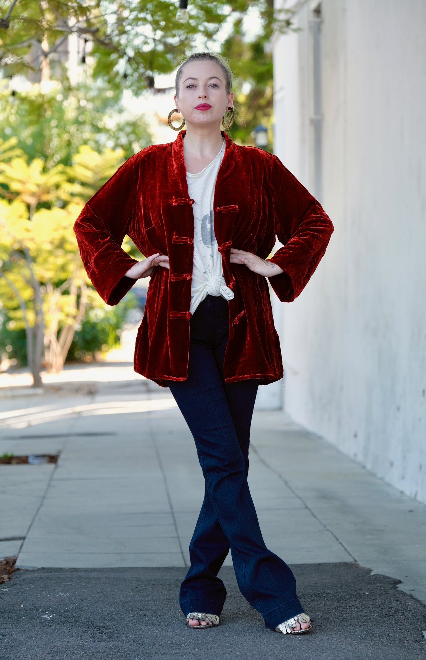 Mystic Velvet Blazer in Red