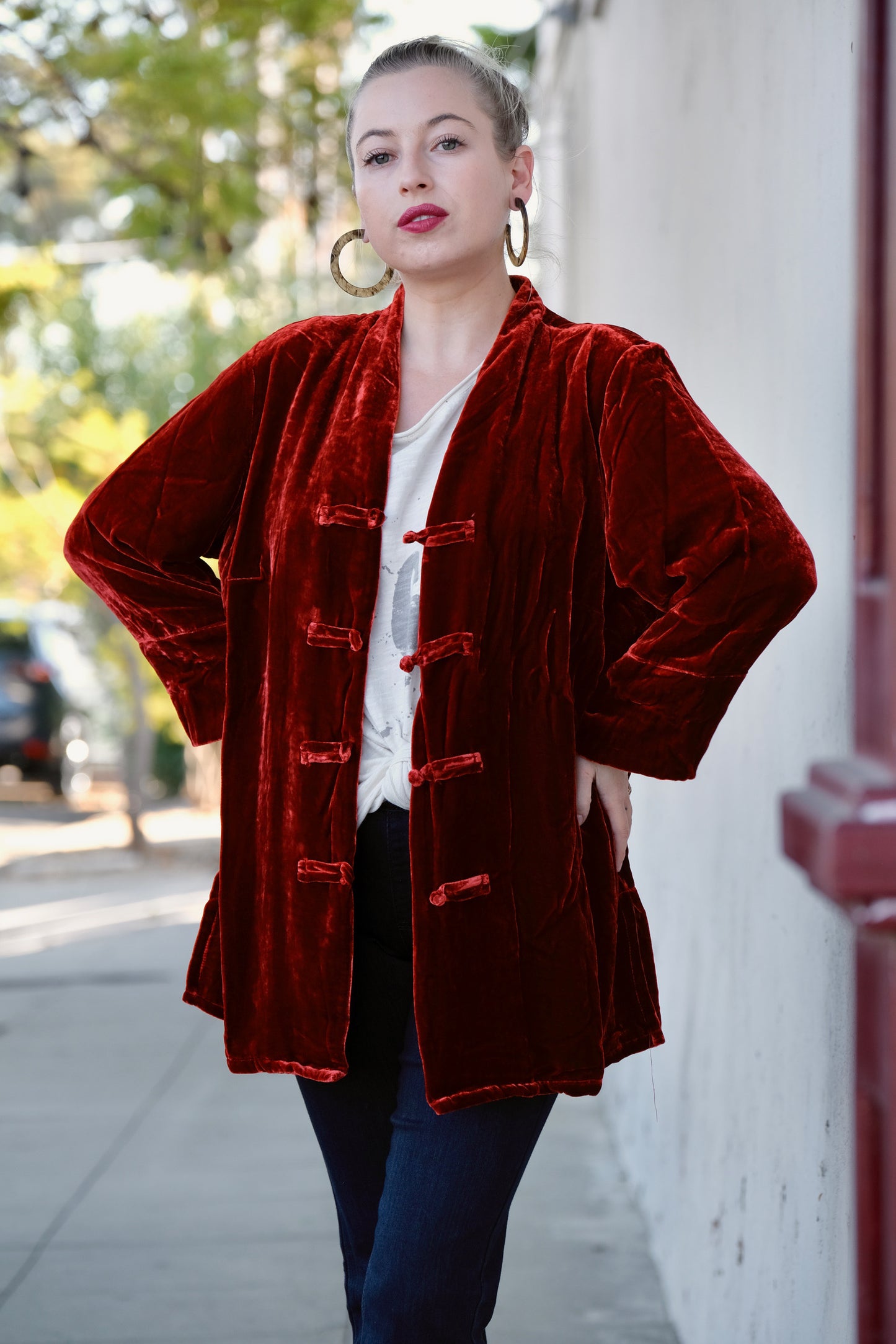 Mystic Velvet Blazer in Red
