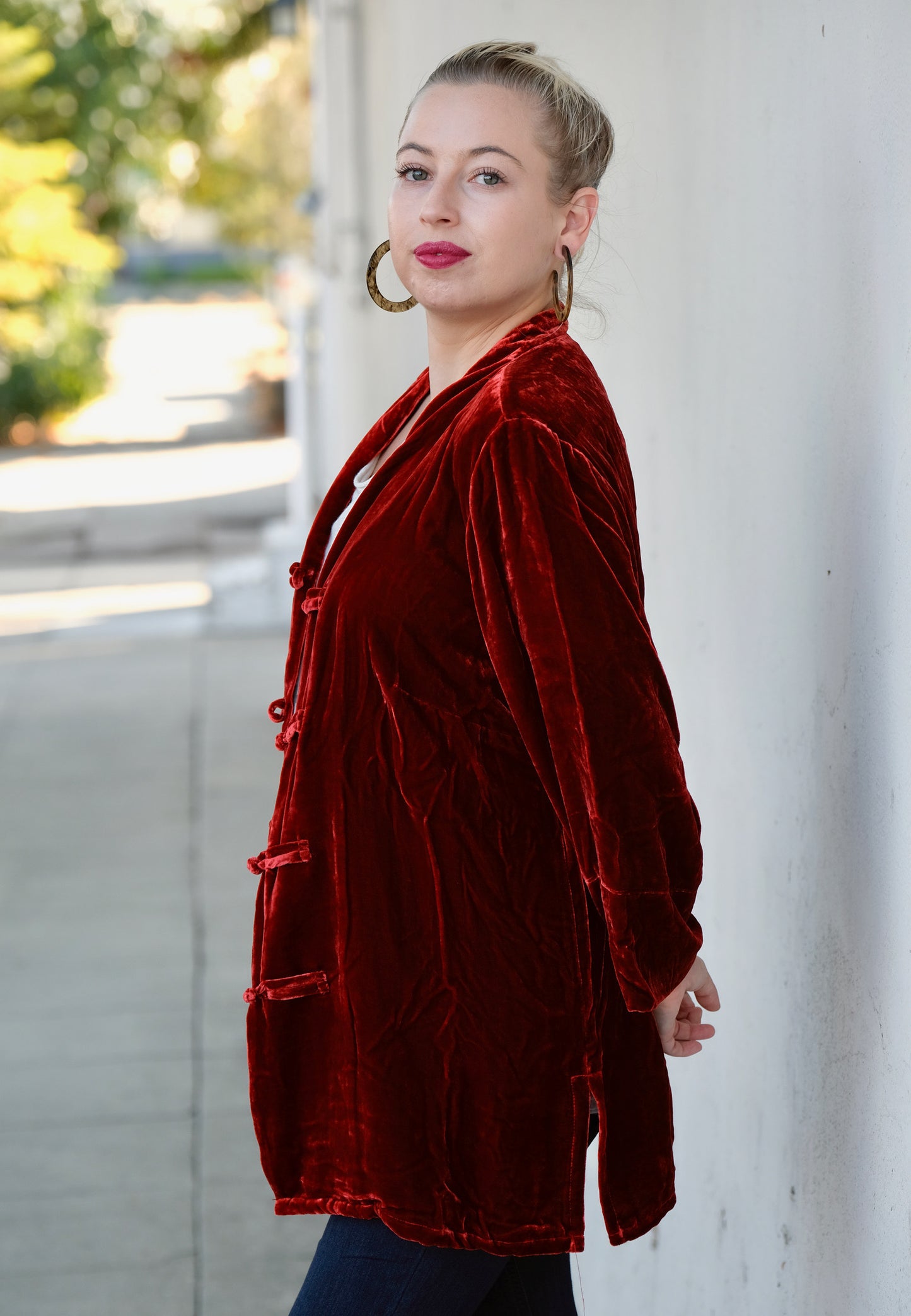 Mystic Velvet Blazer in Red