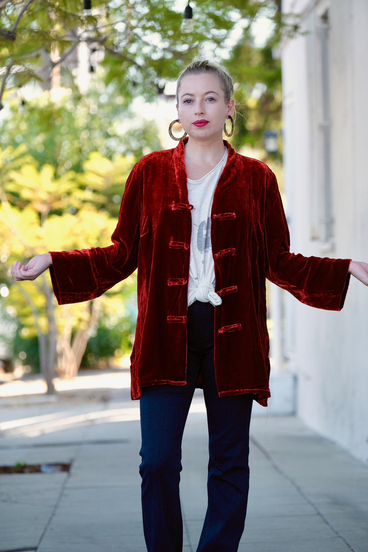 Mystic Velvet Blazer in Red
