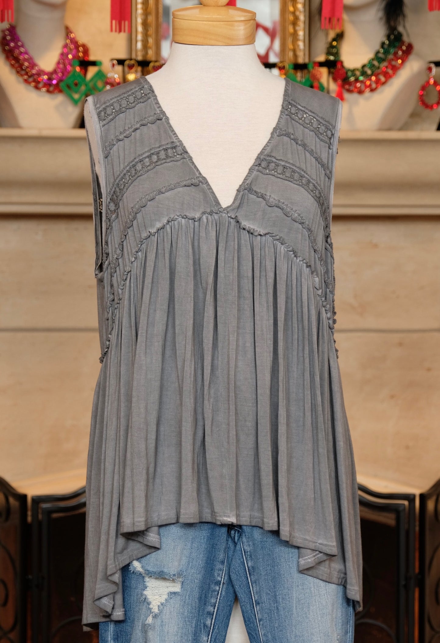 Baby Doll Tank in Soft Grey