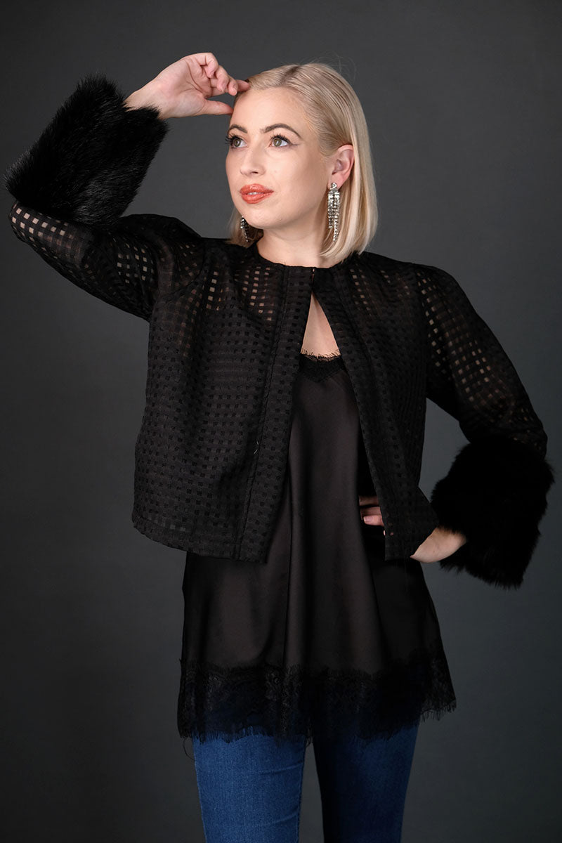 Claudette Faux Fur Cuff Jacket by Jennafer Grace