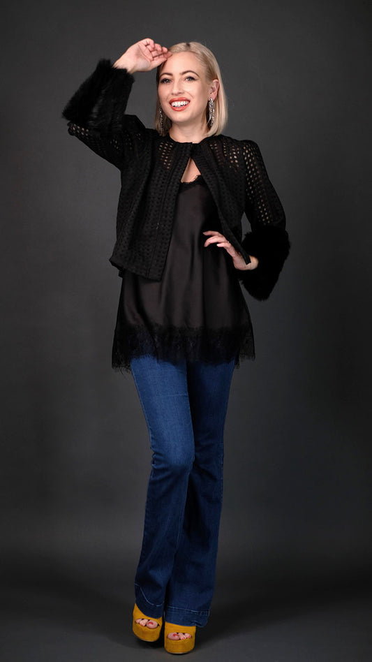 Claudette Faux Fur Cuff Jacket by Jennafer Grace