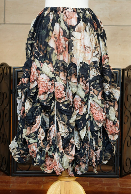 Black Peony Rouched Skirt By Krista Larson