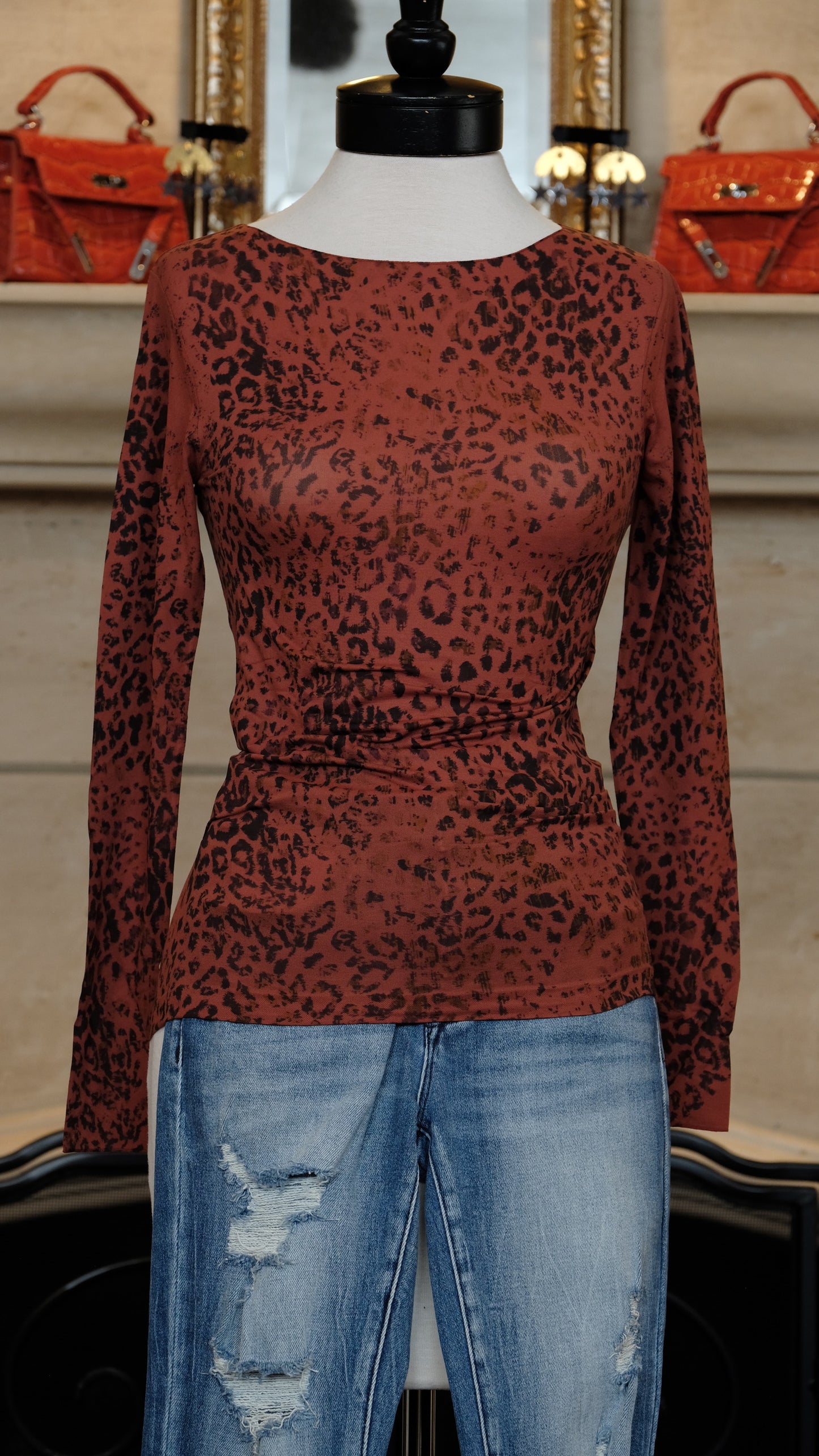 Russet Leopard Mesh T