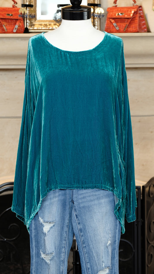 Luxe Velvet Top in Mermaids Dream Aqua