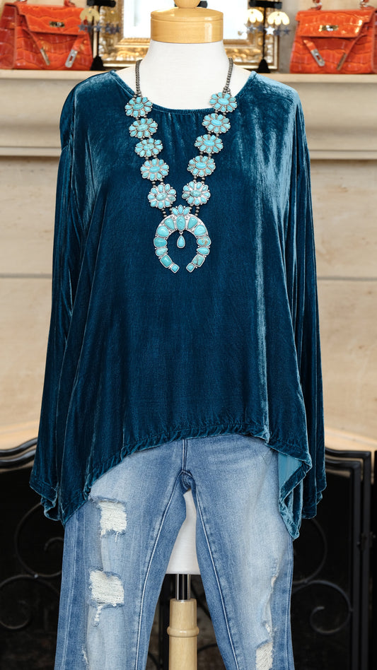 Luxe Velvet Top in Teal