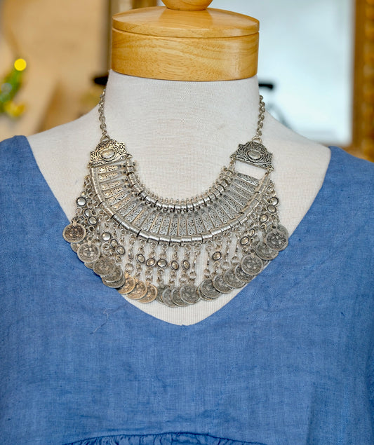 Silver Campfire Coin Necklace