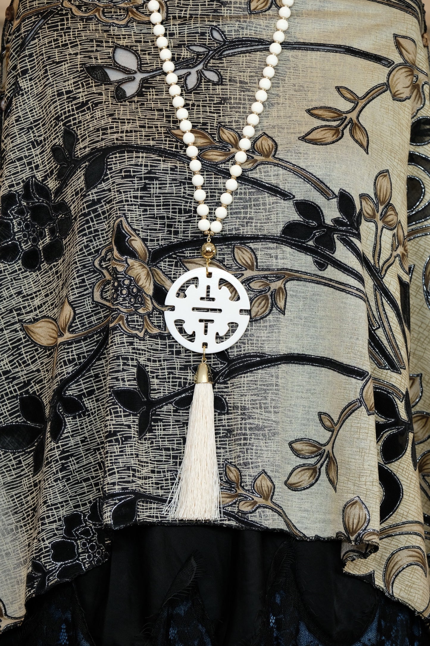 Cherry Blossom Pendant in Ivory Necklace