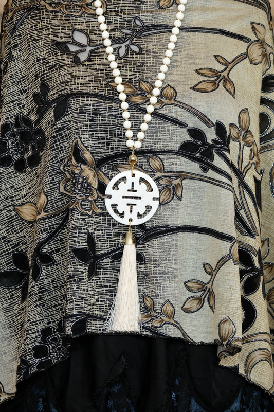 Cherry Blossom Pendant in Ivory Necklace