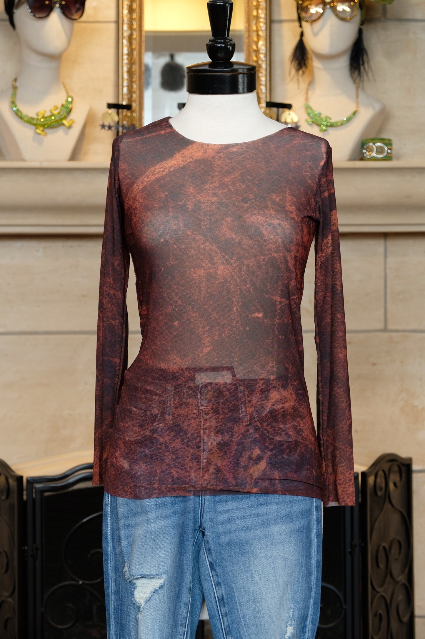 Nude Mesh T in Brick By Brick