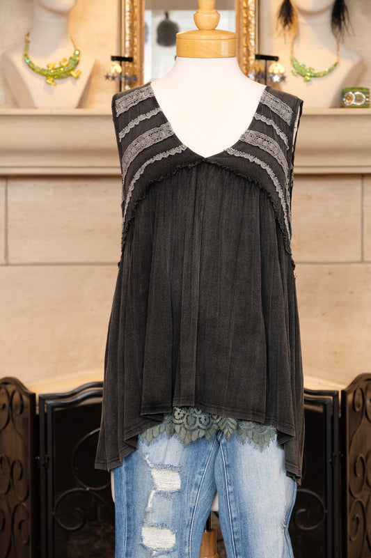 Baby Doll Tank in Dark Charcoal