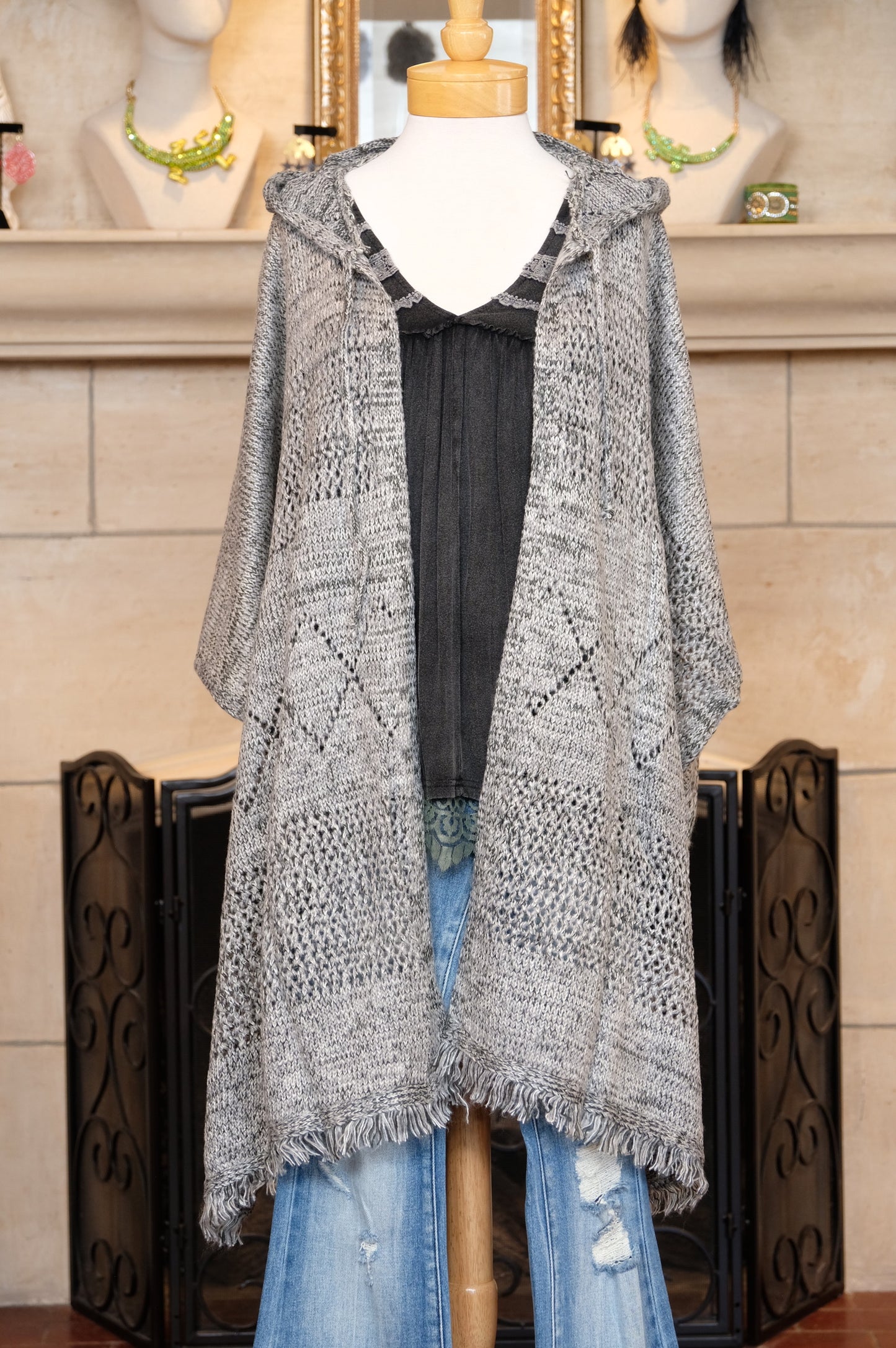 Through The Woods Grey Knit Hood