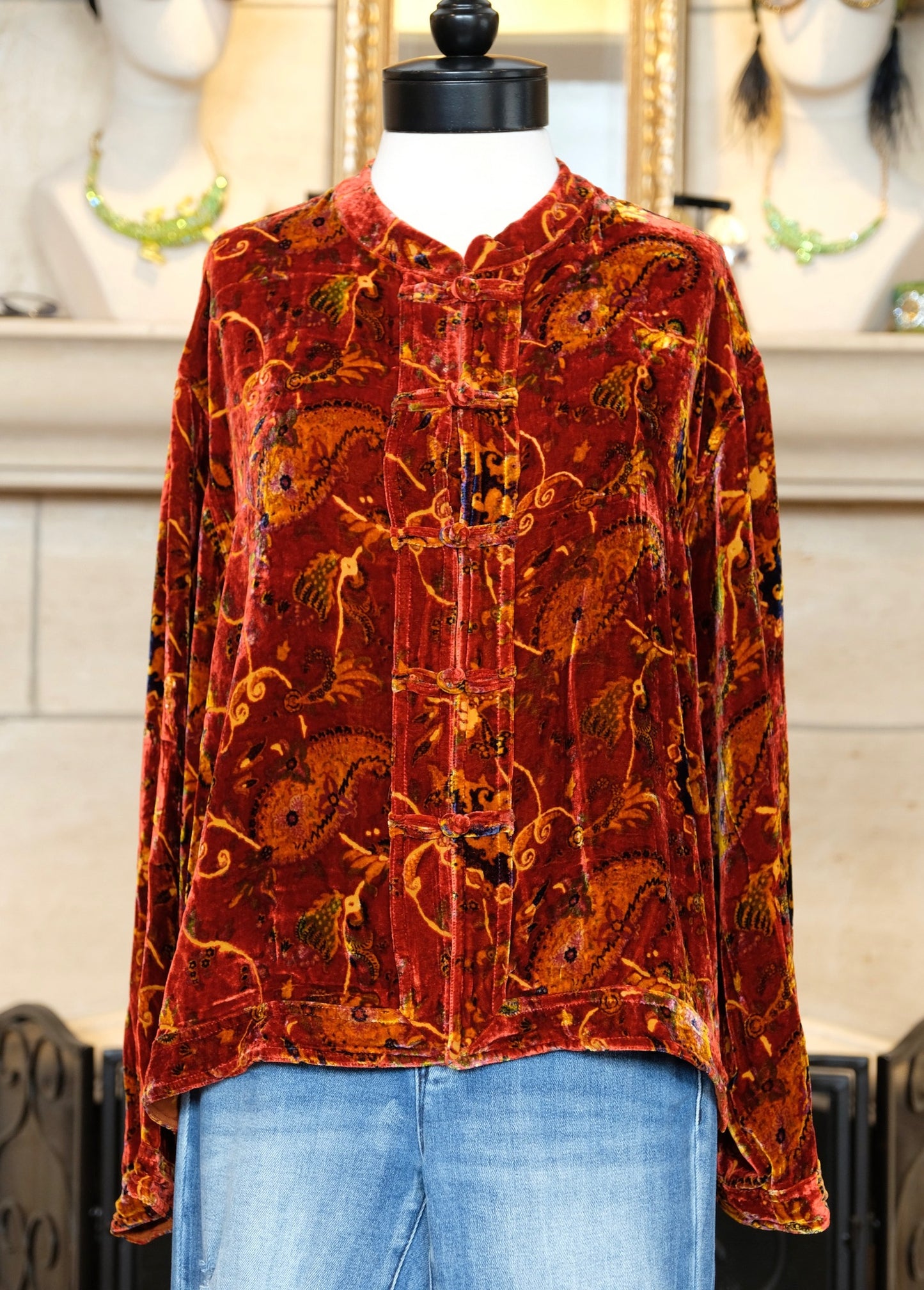 Mystic Velvet Blazer in Amber Paisley
