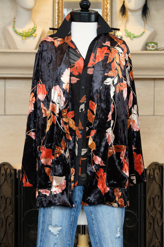 Velvet Blazer in Harlow Leaf