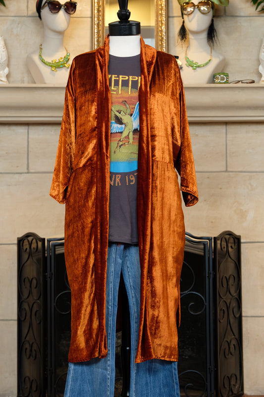 Harissa Vintage Silk Velvet Koi Duster by Jennafer Grace