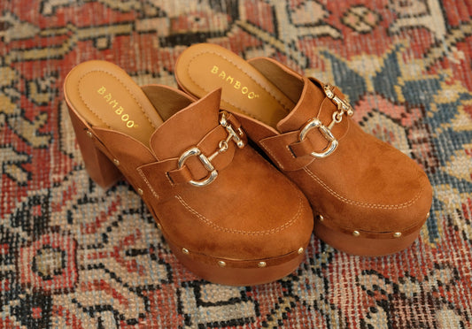 Beautiful People Platform Clog in Cognac 'Suede'