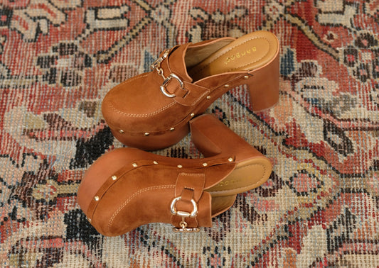 Beautiful People Platform Clog in Cognac 'Suede'
