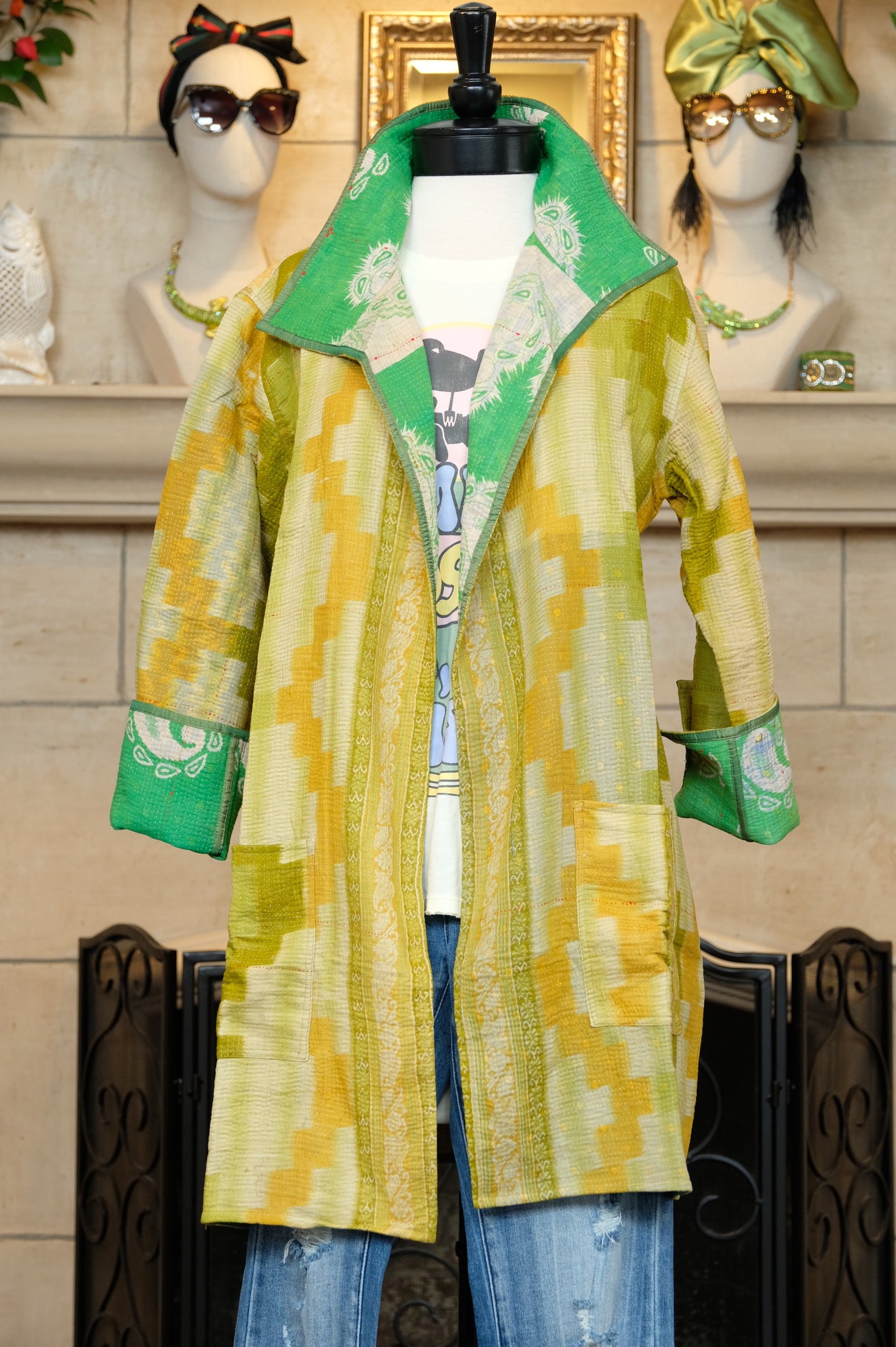 Dragon Song Coat in Yellow & Green