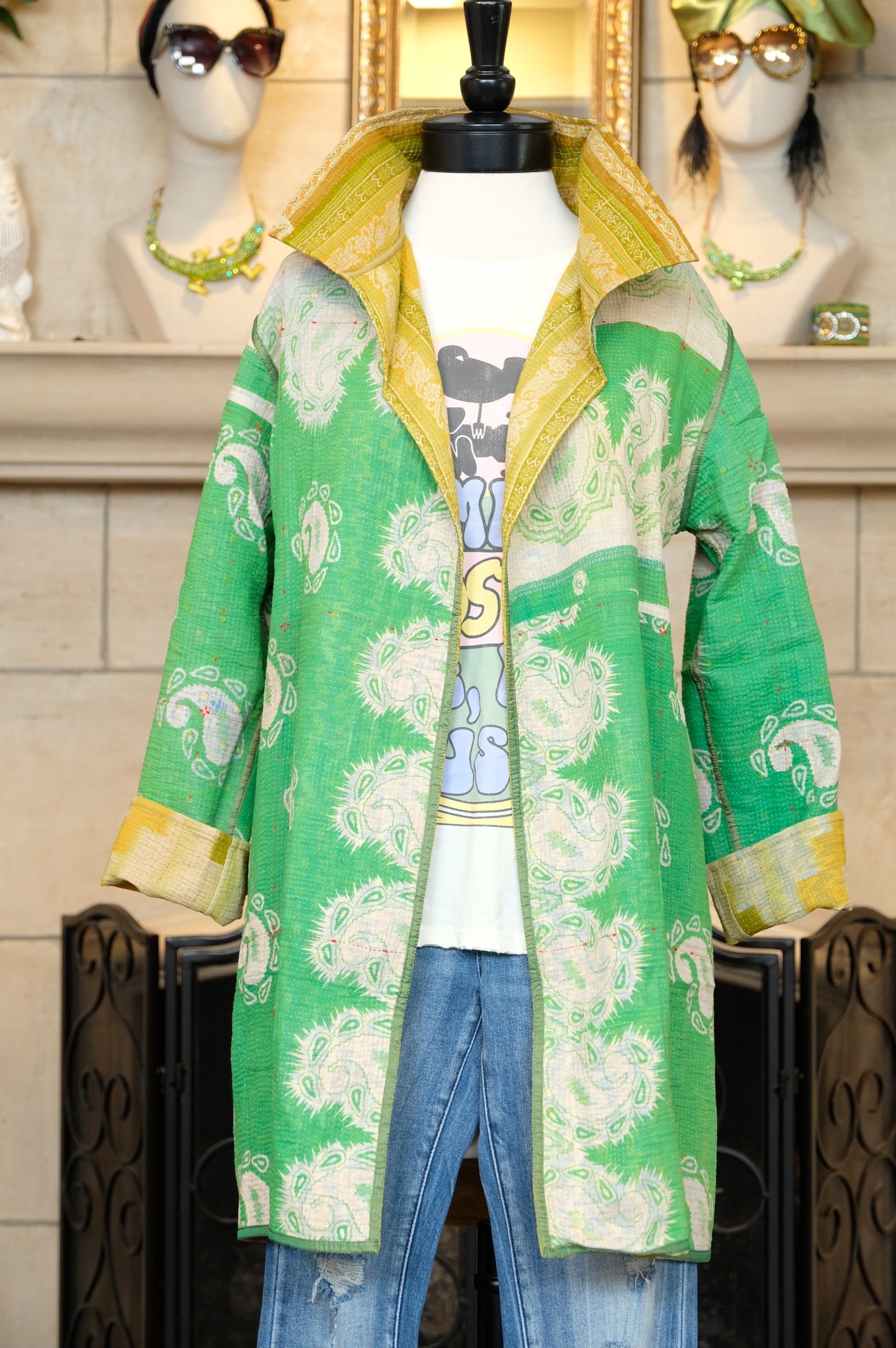 Dragon Song Coat in Yellow & Green