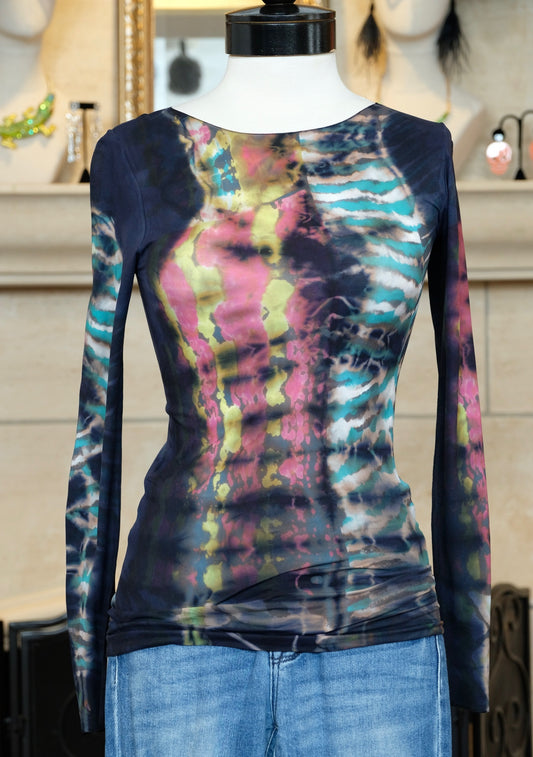 Mesh T in Turquoise Tiger