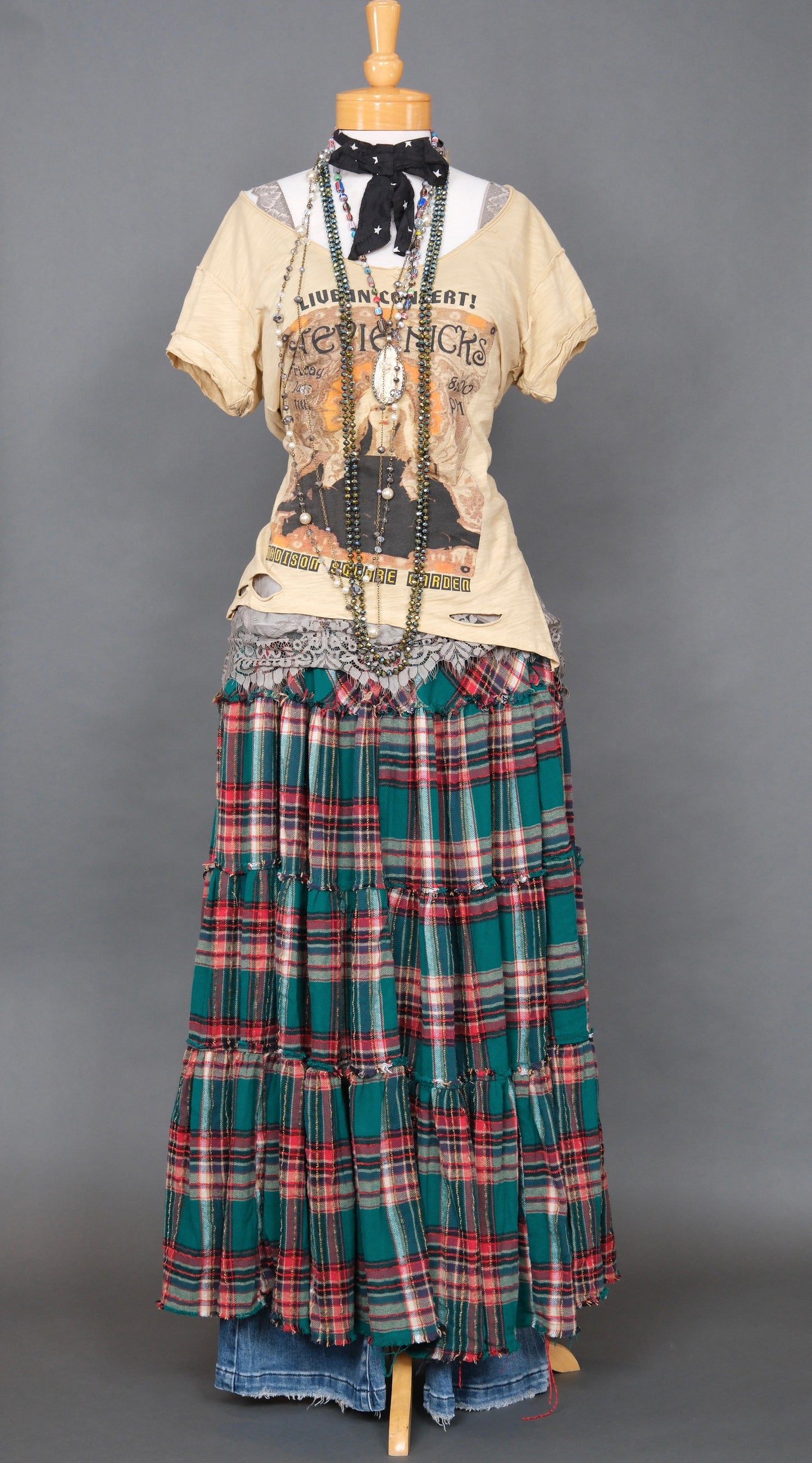 Green Plaid Flannel Skirt
