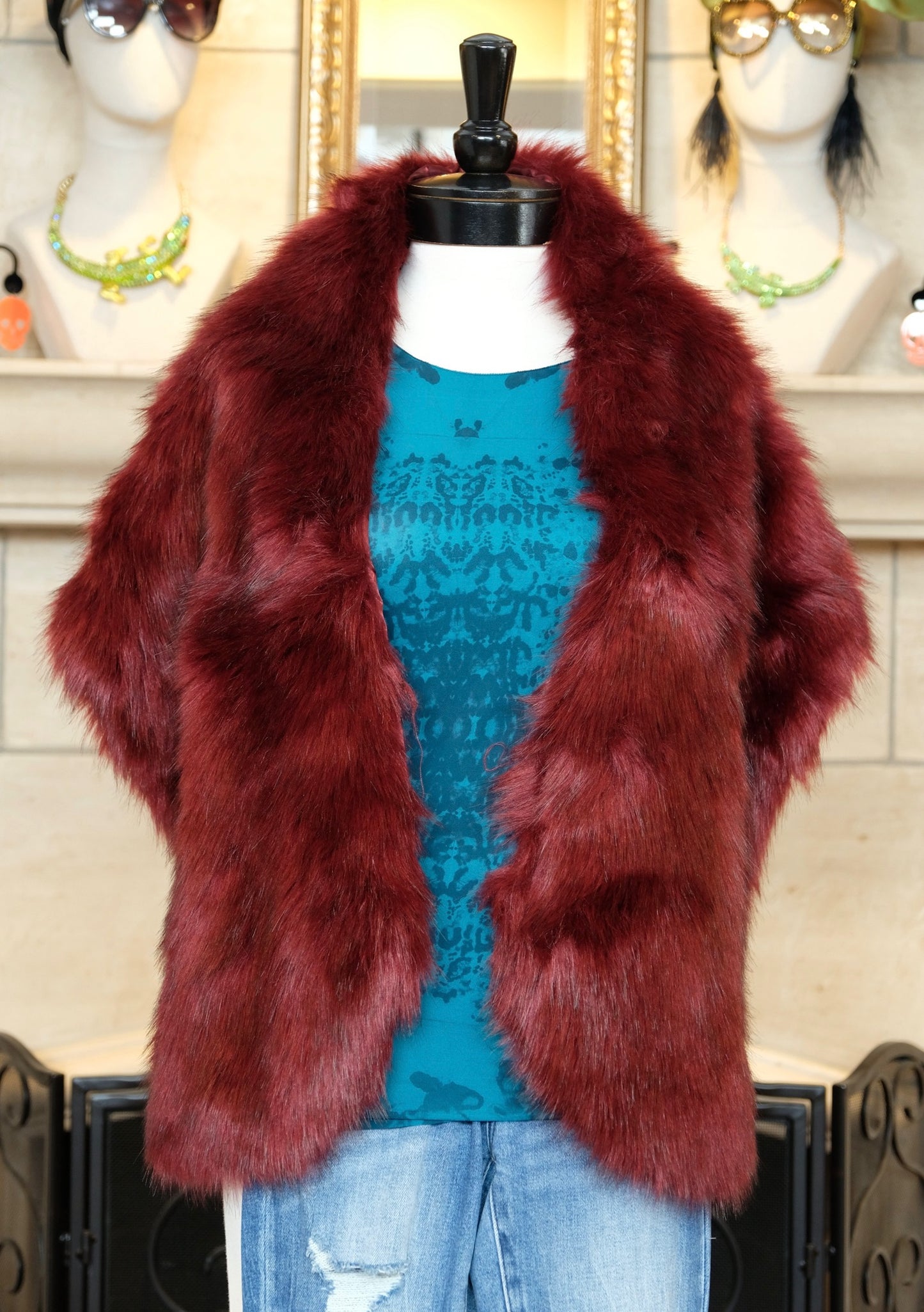 Bianca Faux Fur in Bordeaux
