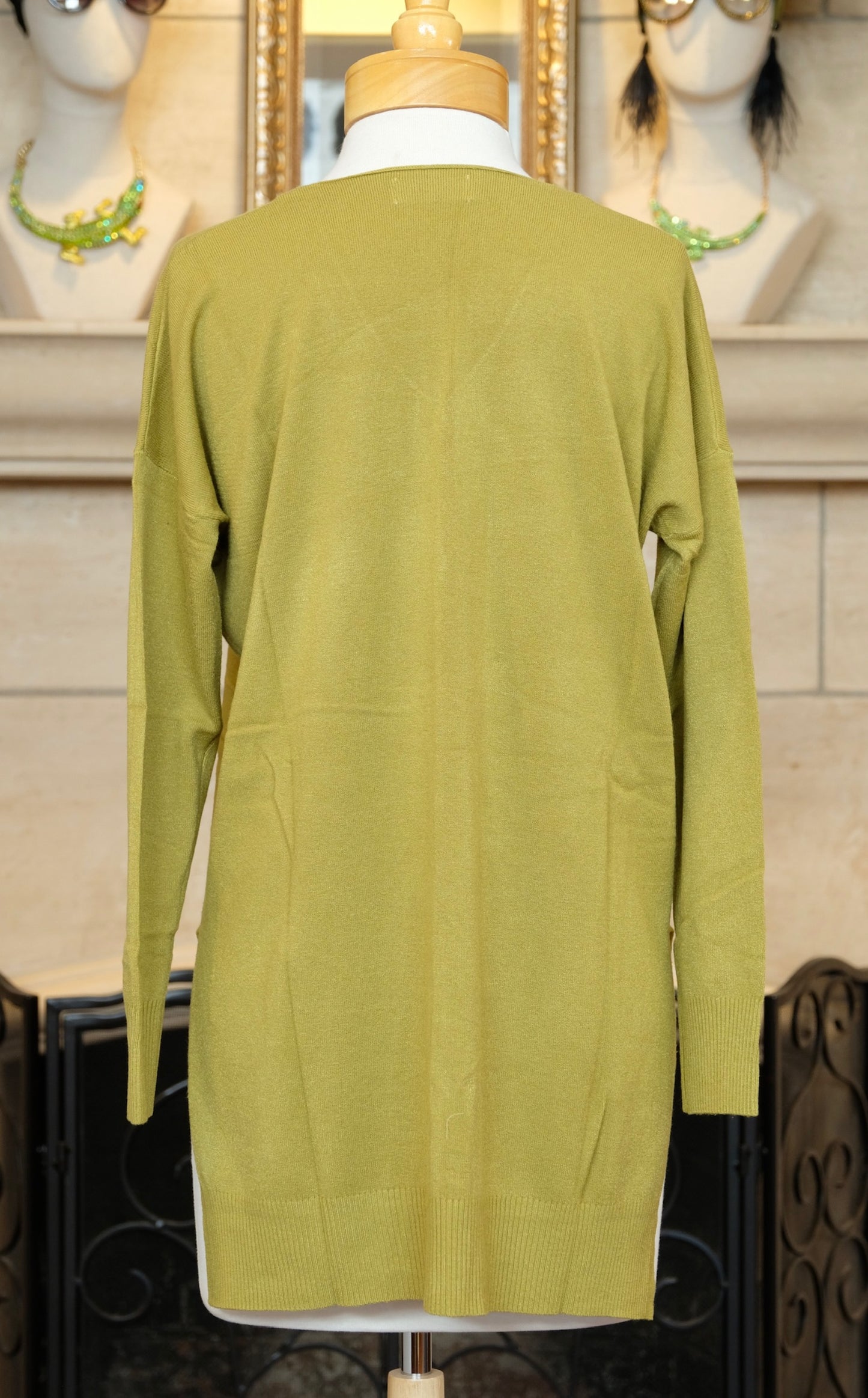 V Neck Sweater in Light Olive