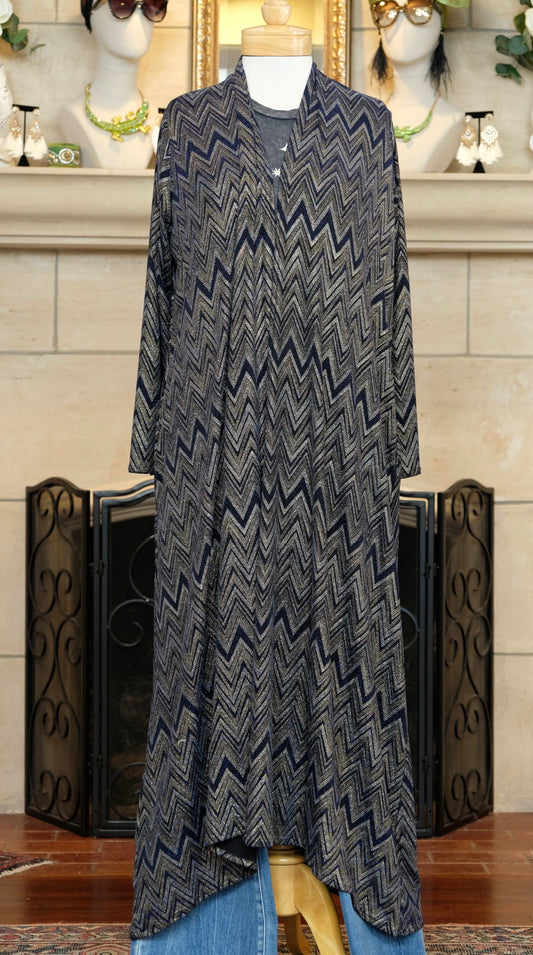 Blue Chevron Yoga Duster by Jennafer Grace