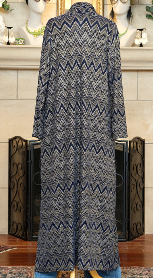 Blue Chevron Yoga Duster by Jennafer Grace