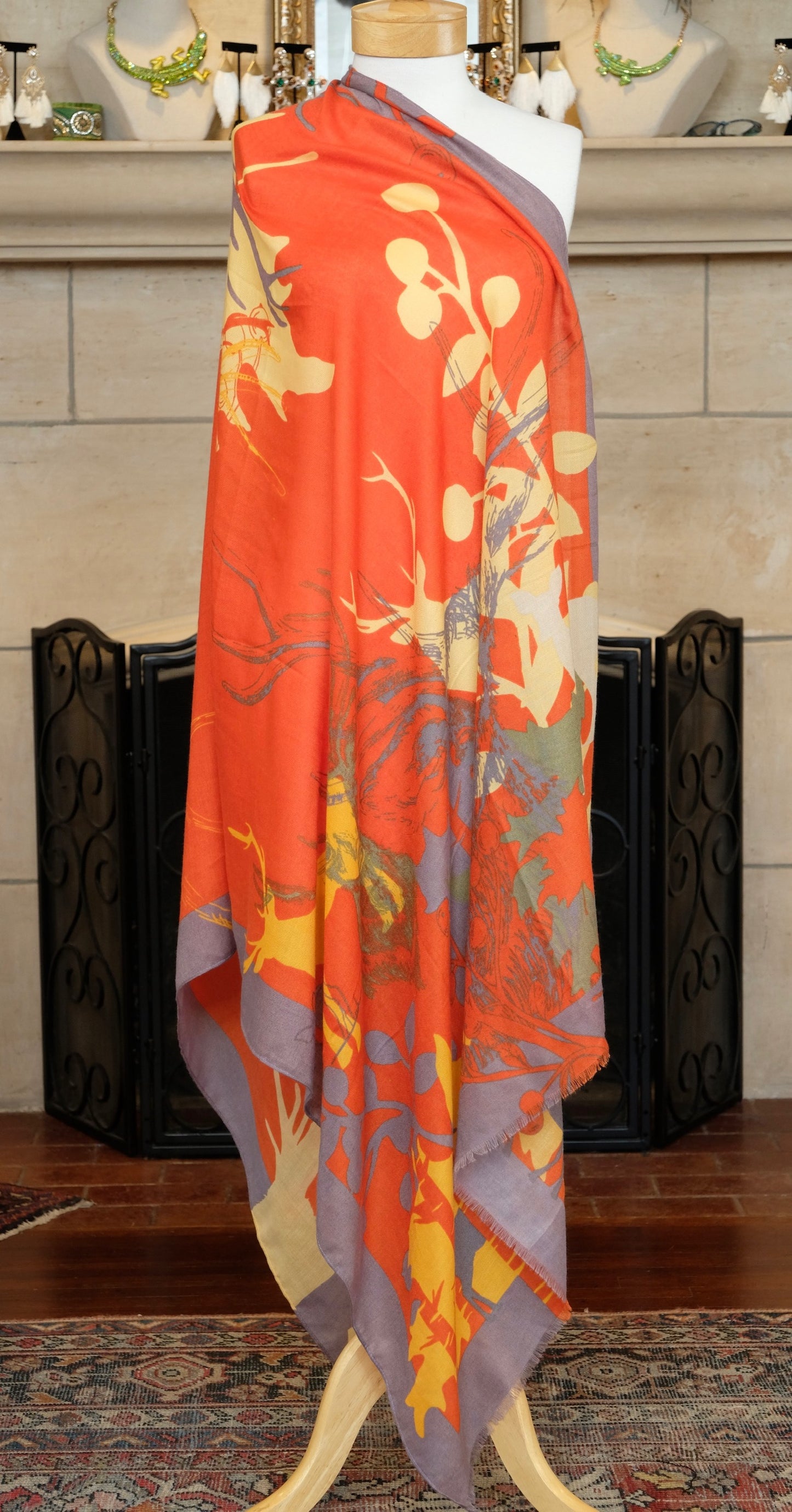 Woodland Orange Deer Scarf