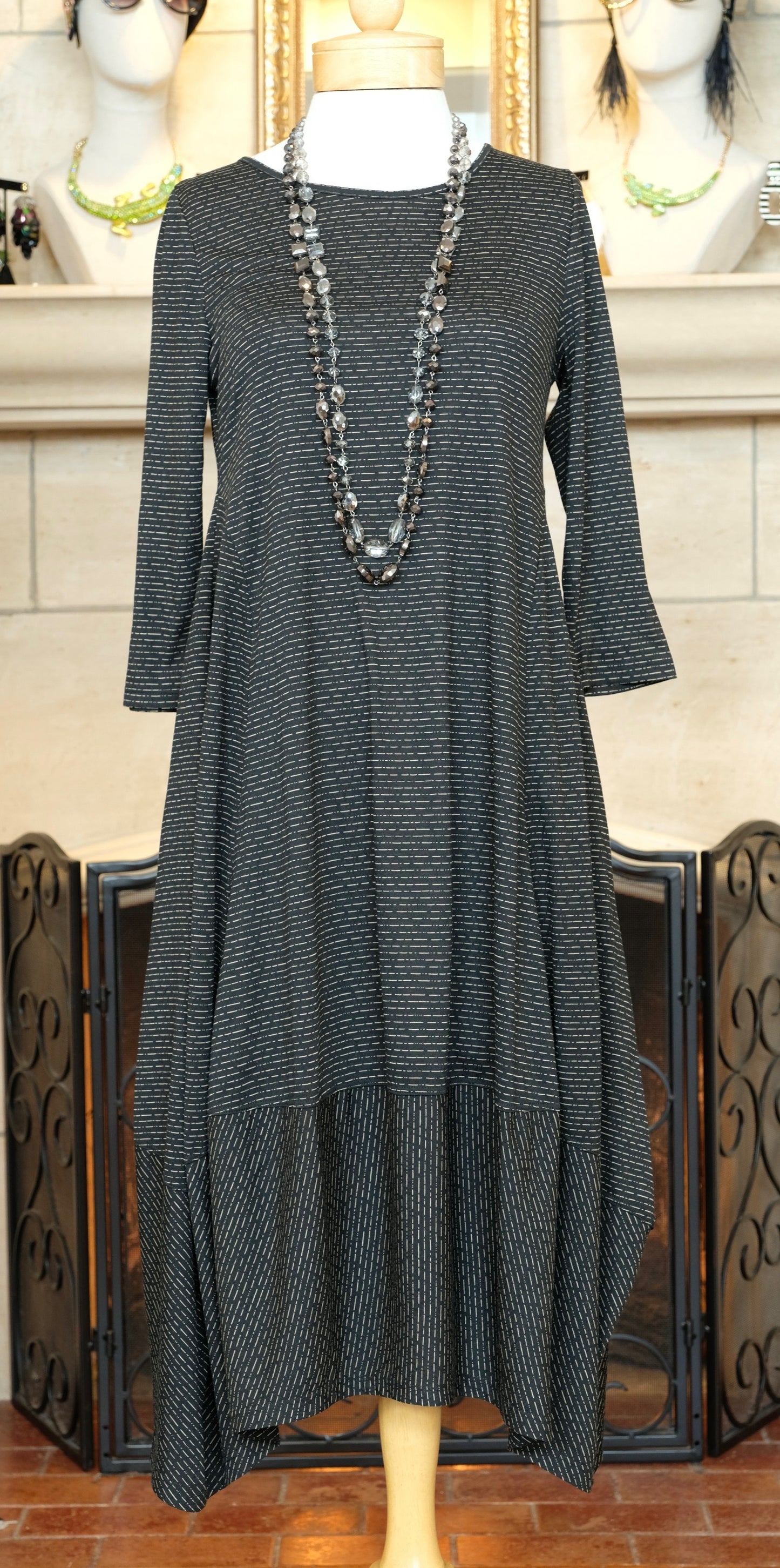 Messenger Dress in Black & Tan