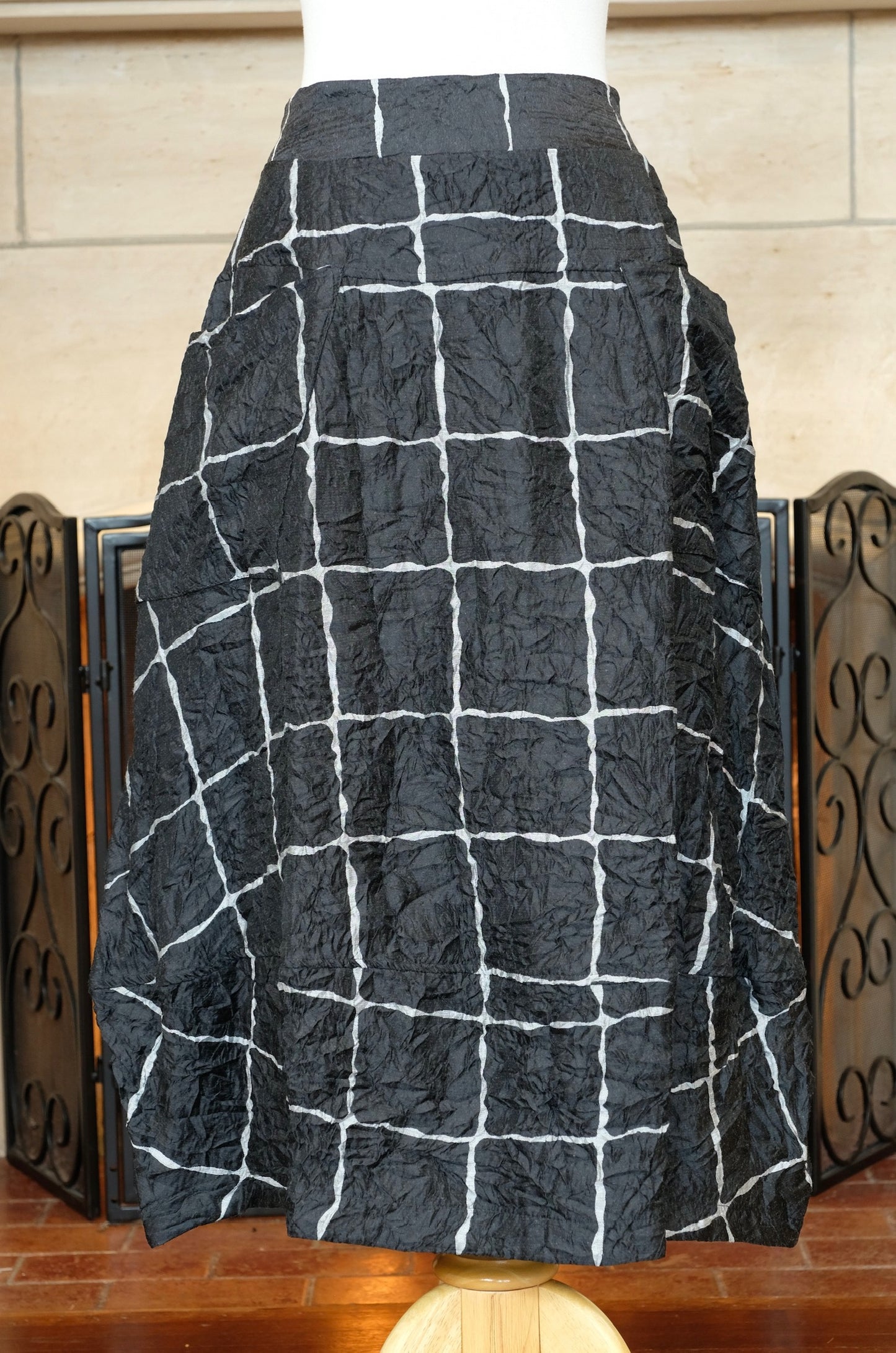 Windowpane Skirt in Black & Grey