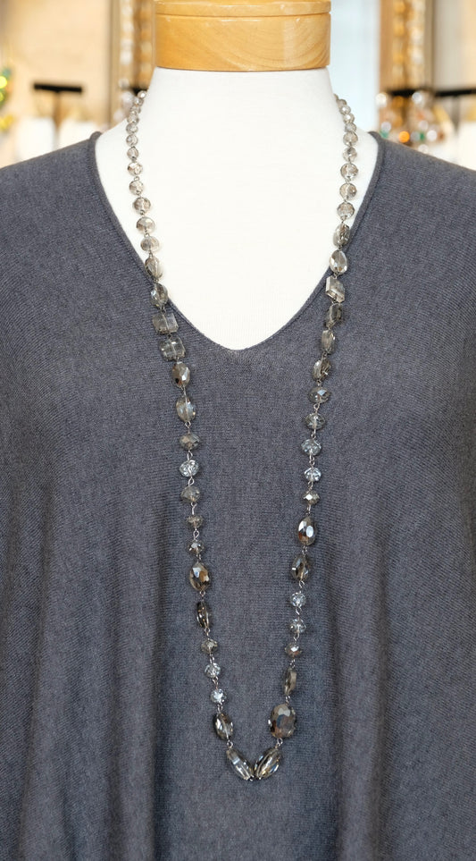 Crystal Ball Necklace in Clear Grey