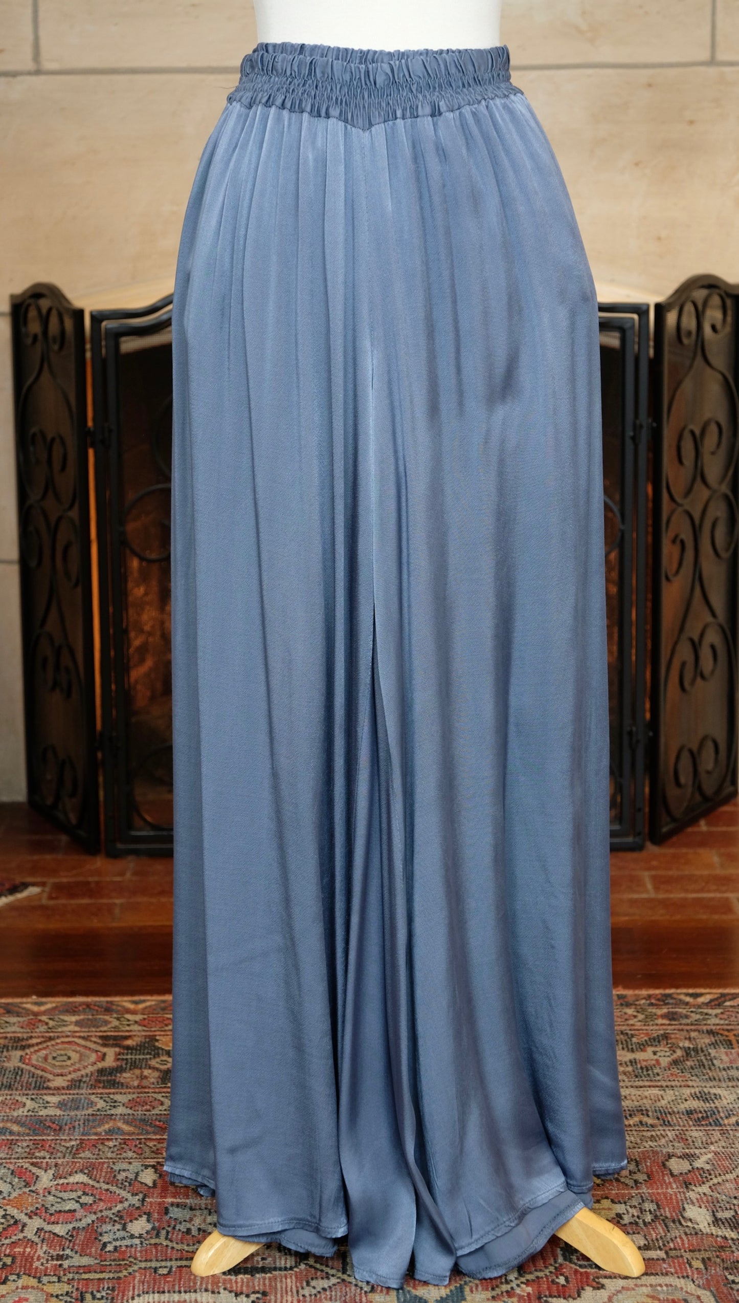 Collette Satin Pant in Denim Blue